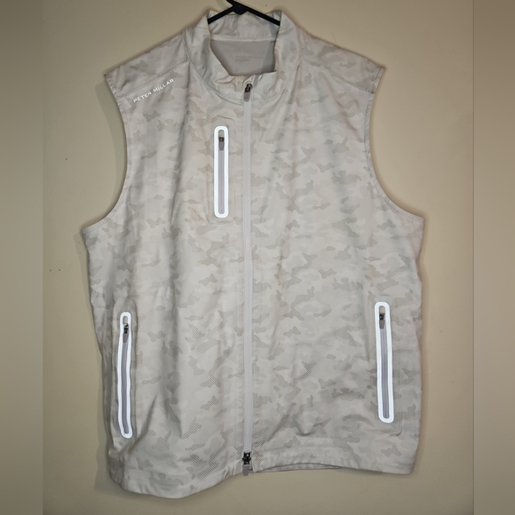 Peter Millar Active Kinetic Camo Vest Men’s XL White GrayGolf Softshell